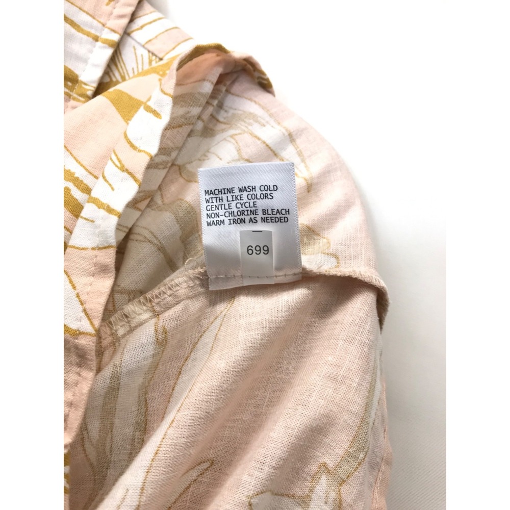 Rachel Zoe Blouse Womens Size M Linen Blend Button Up Tropical Crop Floral Beach - Picture 7 of 7